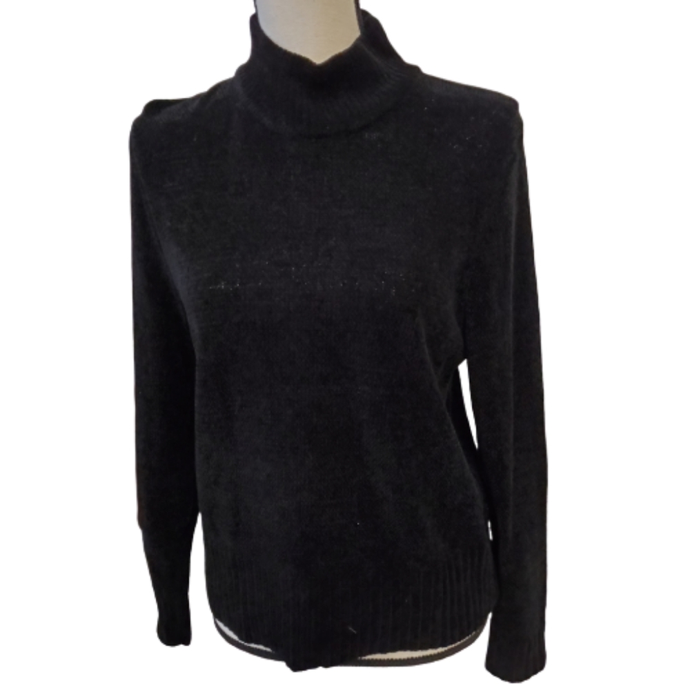Rena Rowan Black Sweater Mock Neck Size M